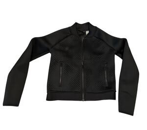 Reebok Black Perforated Scuba Neoprene Bomber Jacket Women's XS